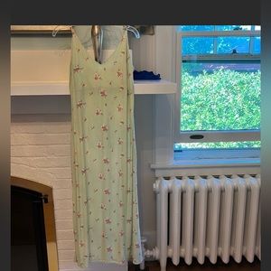 Reformation green floral midi slip dress